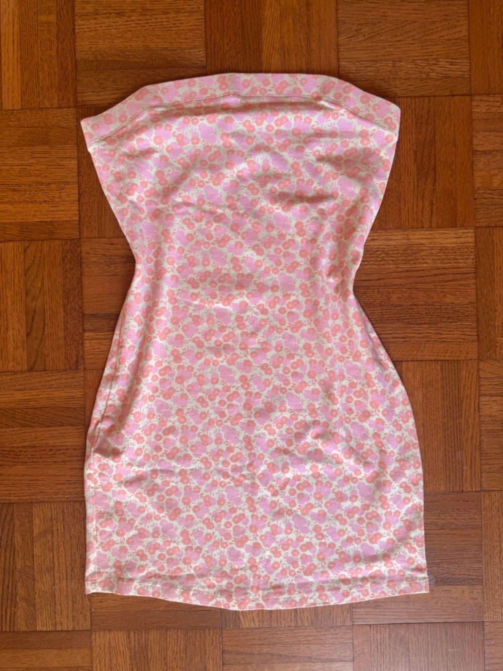 BP Pink Floral Strapless Bodycon Dress
